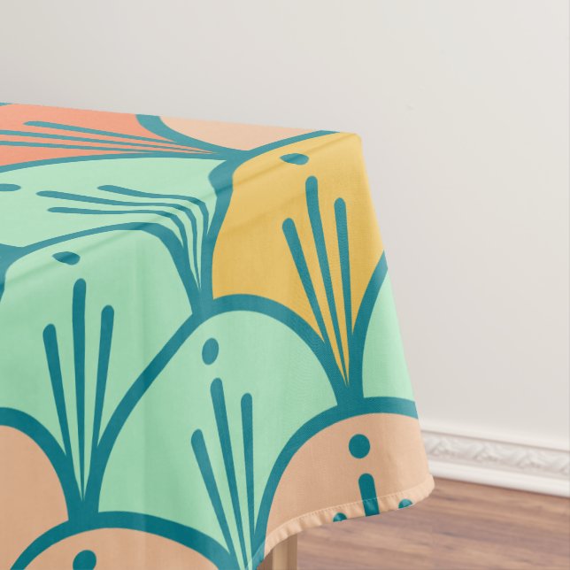 Farbenfrohe moderne moderne geometrische Fischskal Tischdecke (Beispiel)