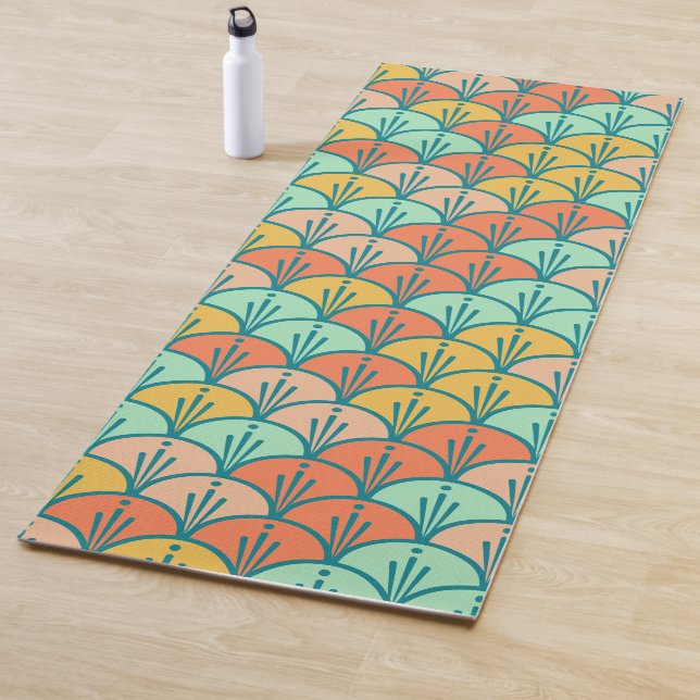 Farbenfrohe moderne moderne geometrische Fischskal Yogamatte (Beispiel)