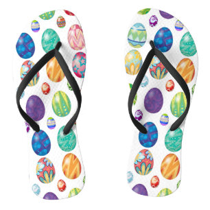 Farbenfrohe moderne Ostereier Muster Urlaub Flip Flops