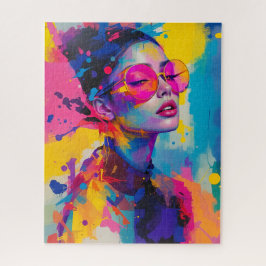 Farbenfrohe Moderne Portrait Frauen in rosa Brille