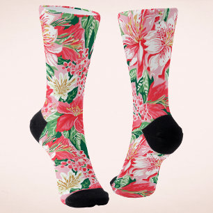 Farbenfrohe, moderne, preppy Winter Blume Weihnach Socken