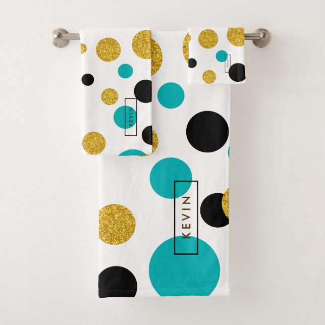Farbenfrohe moderne Random Dots Muster Badhandtuch Set (Insitu)