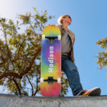 Farbenfrohe moderne Regenbogen-Gefärbte Krawatte S Skateboard<br><div class="desc">Die farbenfrohe moderne Rainbow Gefärbte Krawatte Swirl Individuelle Name Skateboard zeichnet sich durch ihren personalisierten Namen in der modernen Typografie auf einem niederbogenfarbenen gefärbte Krawatte wirbelnd Hintergrund aus. Personalisieren Sie diese, indem Sie den Text in dem dafür vorgesehenen Textfeld bearbeiten. Geben Sie Ihrem Lieblingskateboarder zu Weihnachten, Geburtstag oder Ihrer BESTE...</div>
