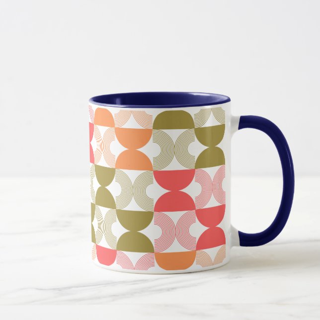 Farbenfrohe, moderne Retro-Muster der 1950er Jahre Tasse (Rechts)