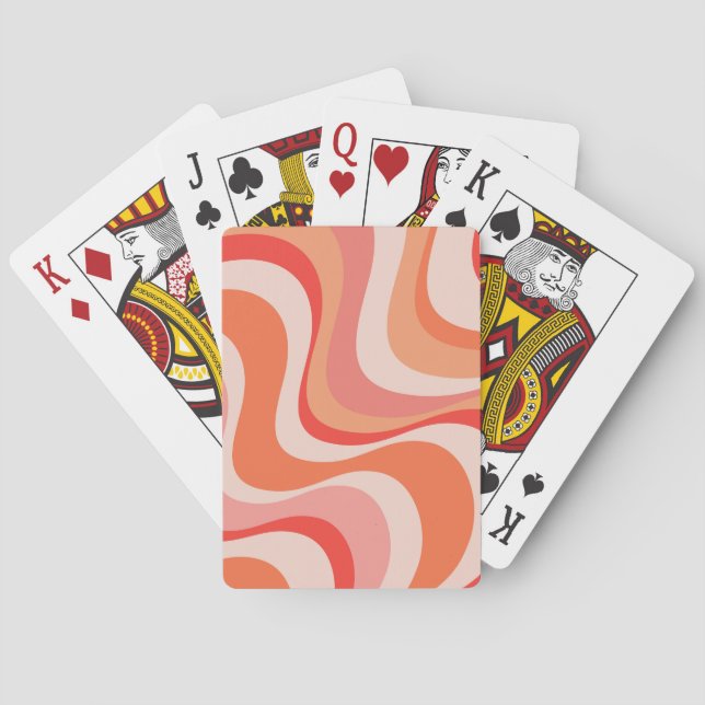 Farbenfrohe, moderne Retrowellen Spielkarten (Rückseite)