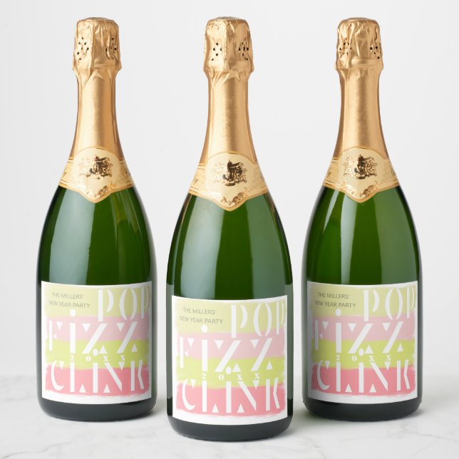 Farbenfrohe moderne Schrift New Years Party (Flaschen)