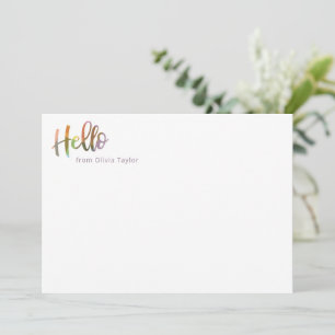 Farbenfrohe moderne Schrift personalisierte Hallo- Mitteilungskarte