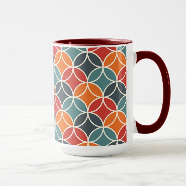 Farbenfrohe moderne Stilelemente aus dem Mittelalt Tasse (Rechts)