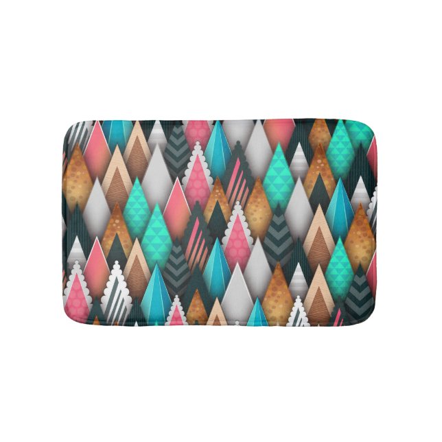 Farbenfrohe moderne Südwestaztek Aquamarin Pink Br Badematte (Vorderseite)