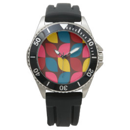 Farbenfrohe, moderne, trendige, urbane Blume Armbanduhr