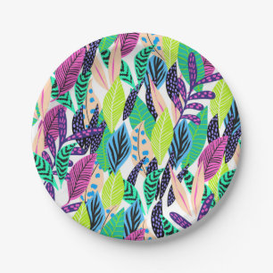 Farbenfrohe moderne tropische botanische Muster Pappteller