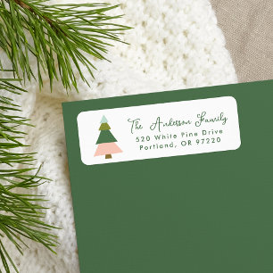 Farbenfrohe moderne Weihnachtsbaum-Rücksendeadress
