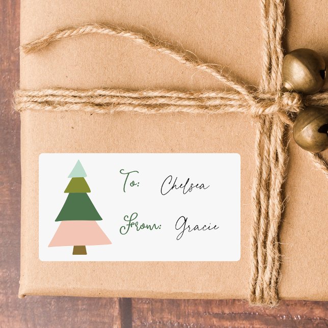 Farbenfrohe, moderne Weihnachtsbaume bis zum Label (Von Creator hochgeladen)