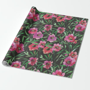 Farbenfrohe Mohndecke BlumenCollage aus Blume Geschenkpapier