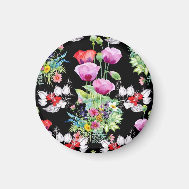 Farbenfrohe Mohnsommer-Blume Magnet (Vorne)