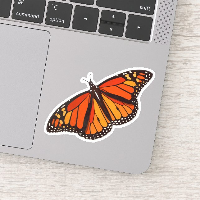 Farbenfrohe Monarch Butterfly mit offenen Flügeln Aufkleber (Detail)