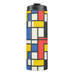 Farbenfrohe mondrianische Stilgeometrie Thermosbecher