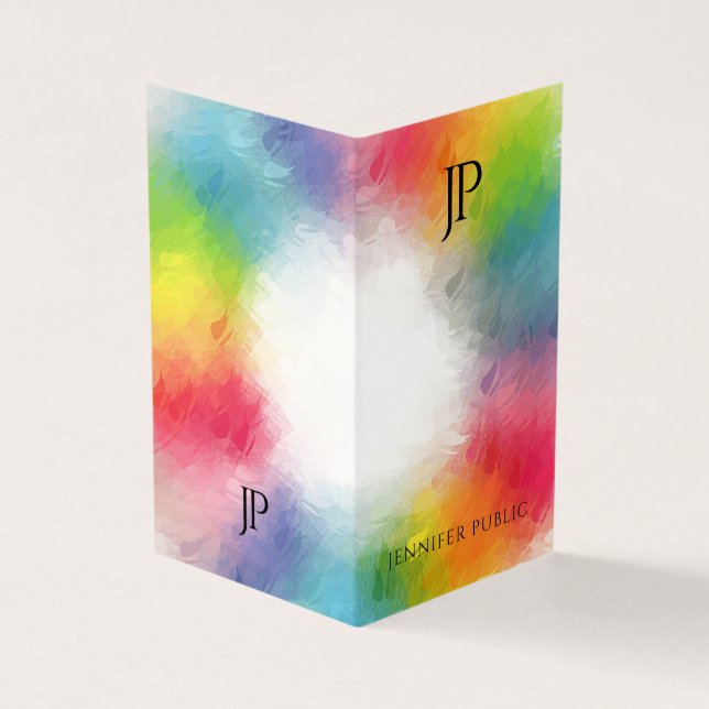 Farbenfrohe Monogram Moderne elegante Template Tre Visitenkarten (Vorderseite)