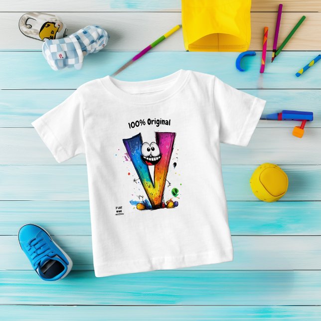 Farbenfrohe Monogram V - Spaß und benutzerdefinier Baby T-shirt (Von Creator hochgeladen)
