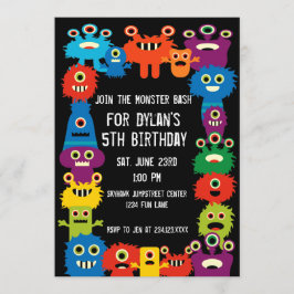 Farbenfrohe Monster-Kindergeburtstag-Party Einladu Einladung