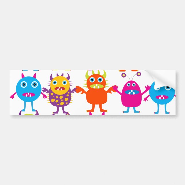 Farbenfrohe Monster-Party-Bash Autoaufkleber (Vorne)