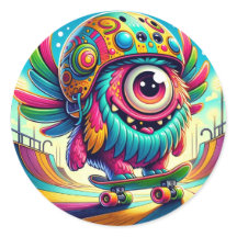 Farbenfrohe Monster Skateboarder