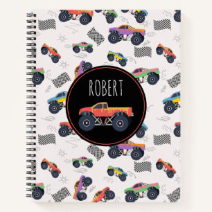 Farbenfrohe Monster Trucks Racing Kids Individuell Notizbuch