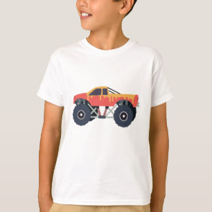 Farbenfrohe Monster Trucks Racing Kids Red T-Shirt