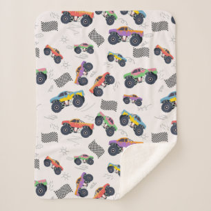 Farbenfrohe Monster Trucks Rennmuster Sherpadecke