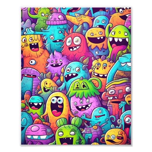 Farbenfrohe Monsterdoodles Fotodruck (Vorne)