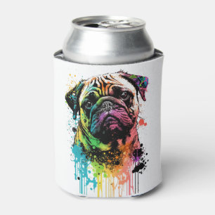 Farbenfrohe Mops Pop Art Vater Mama Dosenkühler