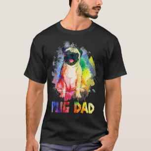 Farbenfrohe Mops Vater Funny Mops Dog Lover Happy  T-Shirt