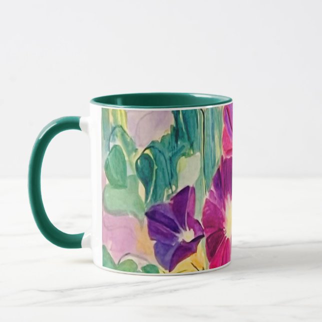 Farbenfrohe Morgengläser Blumencoffee Tasse (Links)