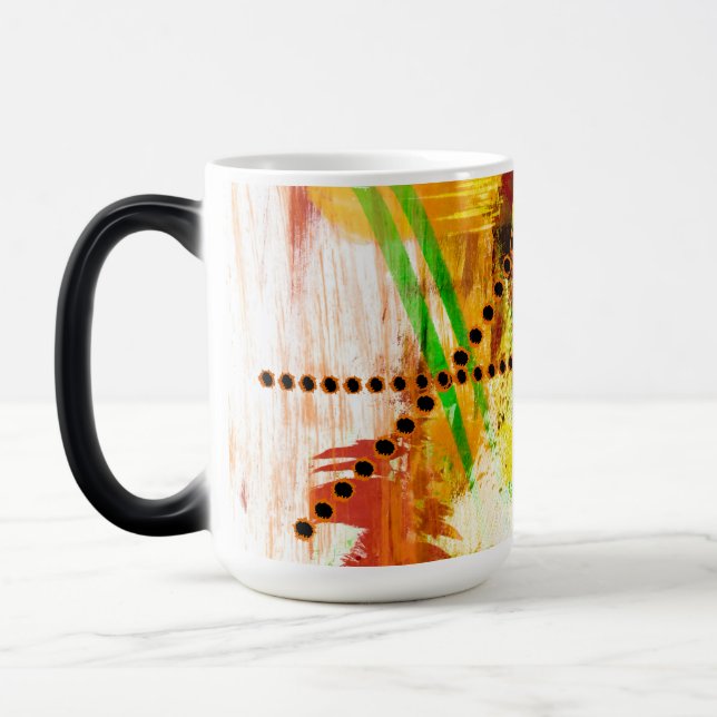 Farbenfrohe Morphing-Tasse mit abstraktem Design Verwandlungstasse (Links)