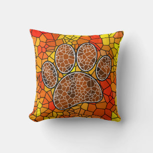 Farbenfrohe Mosaik Art Dog Paw Print Kissen