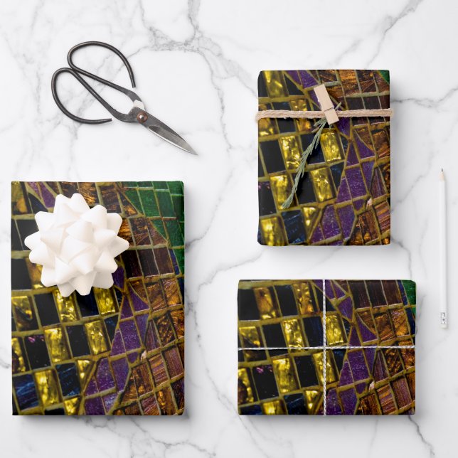 farbenfrohe Mosaik Geschenkpapier Set (Vorderseite)