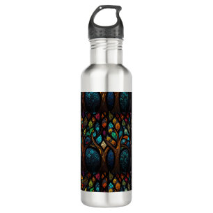 Farbenfrohe Mosaik gestanzter Glasbaum-Effekt Edelstahlflasche