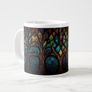 Farbenfrohe Mosaik gestanzter Glasbaum-Effekt Jumbo-Tasse