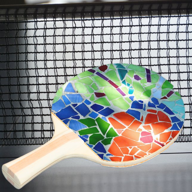 Farbenfrohe Mosaik Koi Fisch Rote Blume Tischtennis Schläger (Von Creator hochgeladen)