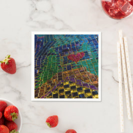 Farbenfrohe Mosaik mit rotem Herzen Serviette