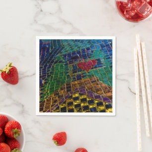 Farbenfrohe Mosaik mit rotem Herzen Serviette