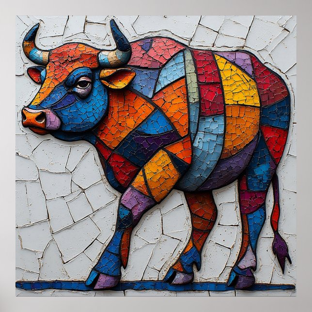 Farbenfrohe Mosaikbulle Poster (Vorne)