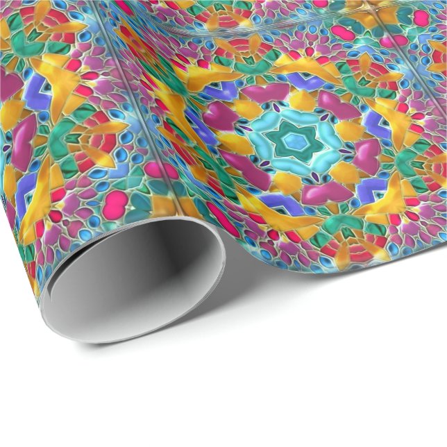Farbenfrohe Mosaike aus Glas in Jewel Tones Geschenkpapier (Rolleneckpunkt)