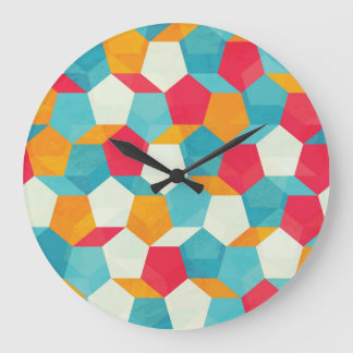 Farbenfrohe Mosaike, Nahtlose Kunstmuster. Große Wanduhr