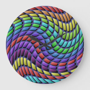 Farbenfrohe Mosaikfliesen-Wandleuchte Große Wanduhr