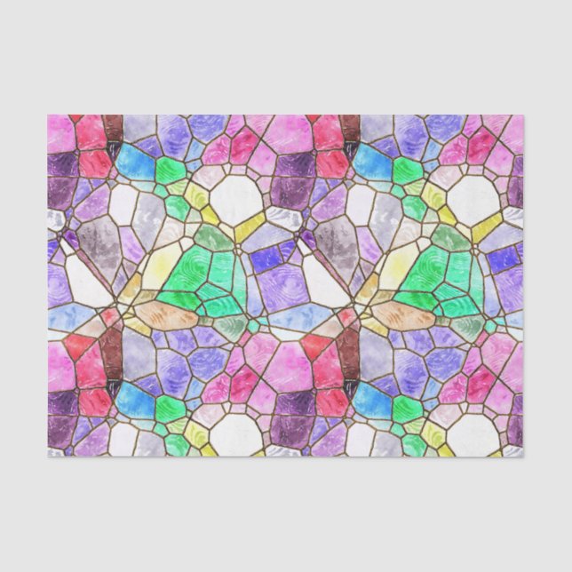 Farbenfrohe Mosaikglasdekoupage Seidenpapier (Vorderseite)