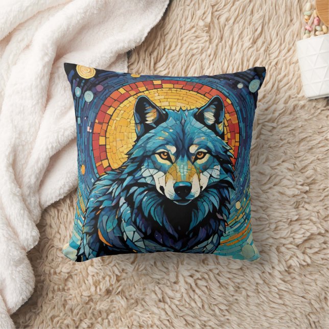 Farbenfrohe MosaikIllustration des majestätischen  Kissen (Decke)