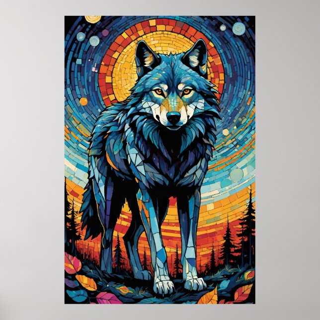 Farbenfrohe MosaikIllustration des majestätischen  Poster (Vorne)