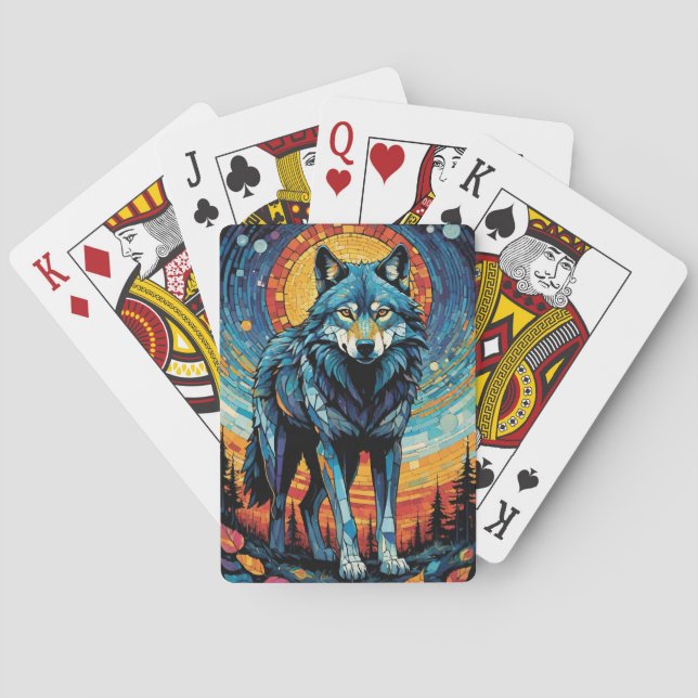 Farbenfrohe MosaikIllustration des majestätischen  Spielkarten (Rückseite)