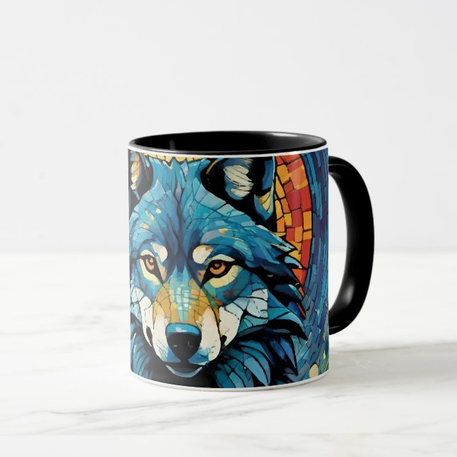 Farbenfrohe MosaikIllustration des majestätischen  Tasse (VorderseiteRechts)